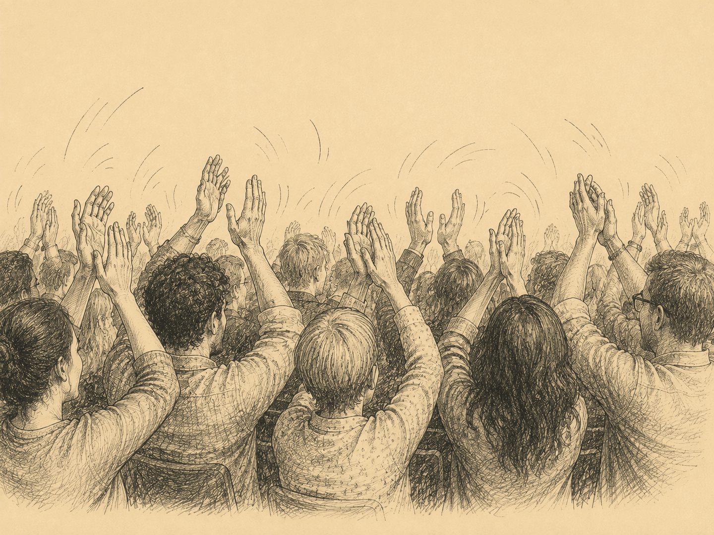 Hands clapping in the same rhythm