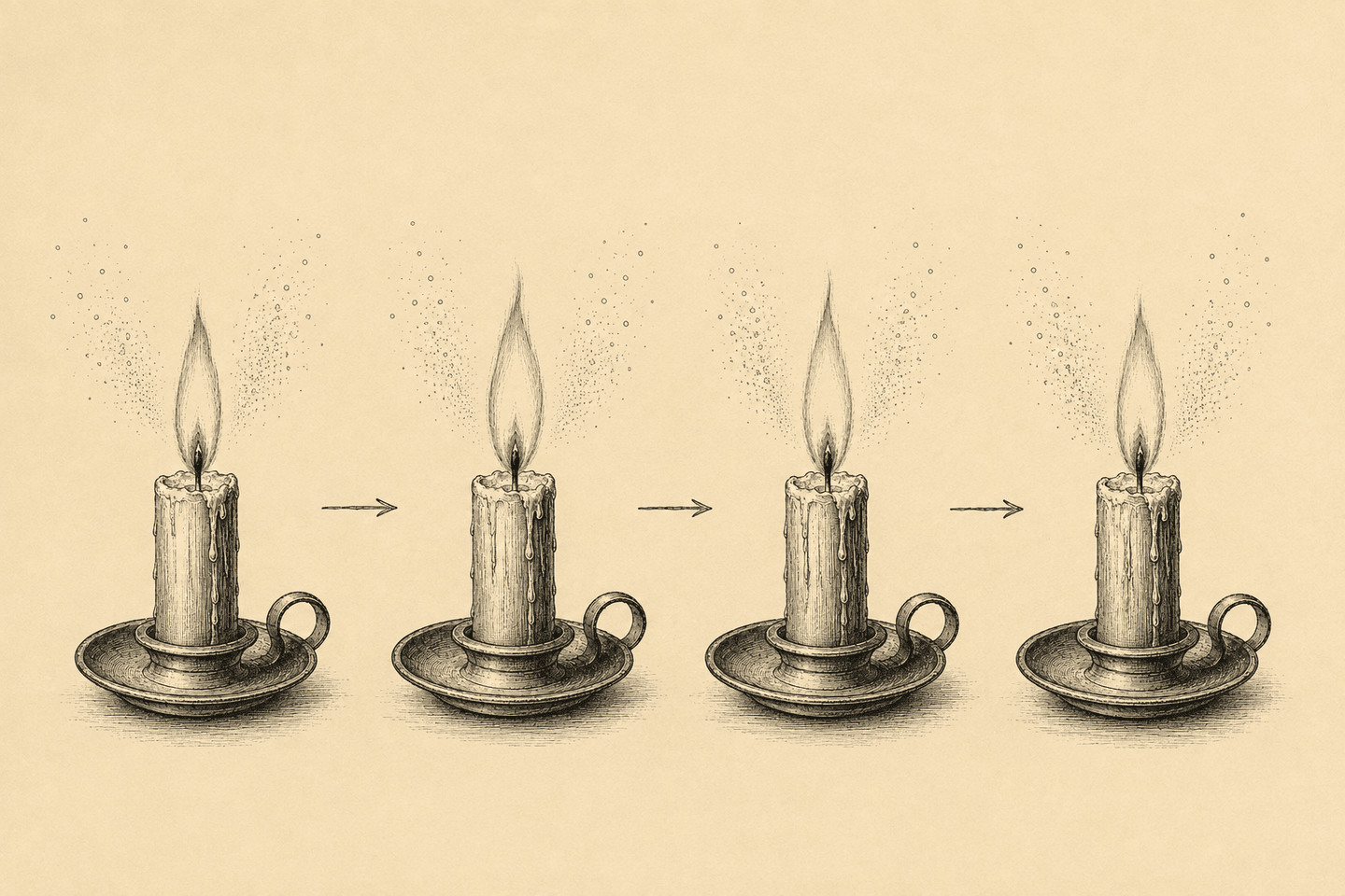The flame through time